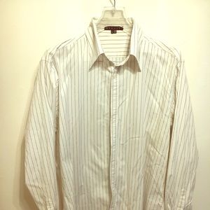 Theory off-white, striped button up dress shirt